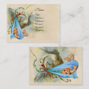 ROSA BLUE STORK BABY SHOWER VISITKORT