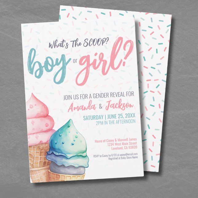 Rosa Blue Summer Gender Reveal Inbjudningar (Pink Blue Summer Gender Reveal Invitation )