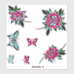 Rosa Blue Tattoo Ro Butterflies Klistermärken