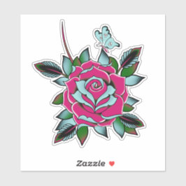 Rosa Blue Tattoo Ro Skull Butterfly Klistermärken