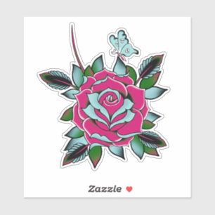 Rosa Blue Tattoo Ro Skull Butterfly Klistermärken