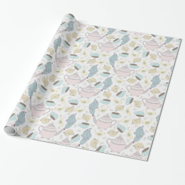 Rosa Blue Tekanna Tekopp Birds on White Presentpapper