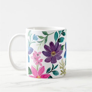 Rosa Blue Tropical Emerald Blommönster Kaffemugg