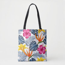 Rosa Blue Tropical Shoulder Tote Bag