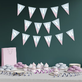 Rosa Blue Twillingars Baby Shower Bunting Flaggor