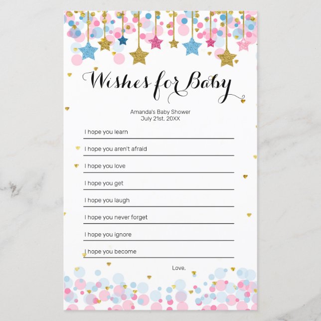 Rosa Blue Twinkle Twinkle Önskemål för Baby-spel (Framsida)