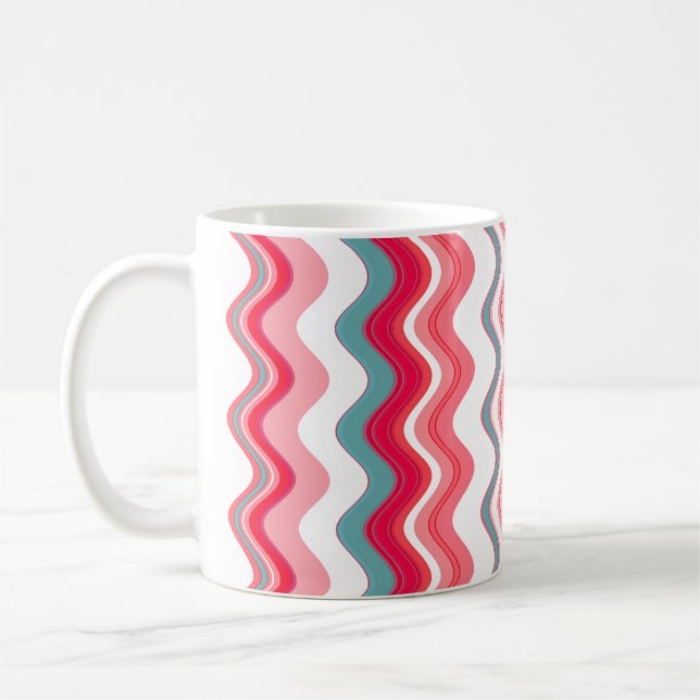 Rosa Blue Vågigt Zigzag Mönster Kaffemugg (Vänster)