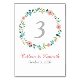 Rosa Blue Vår Blommigt Utandning Bröllop Bord Bordsnummer