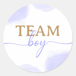 Rosa & Blue Watercolor Guld Script Gender Reveal Runt Klistermärke