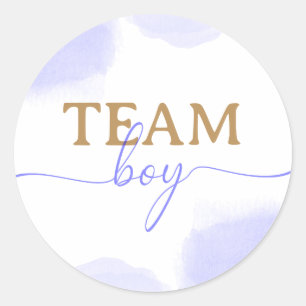 Rosa & Blue Watercolor Guld Script Gender Reveal Runt Klistermärke