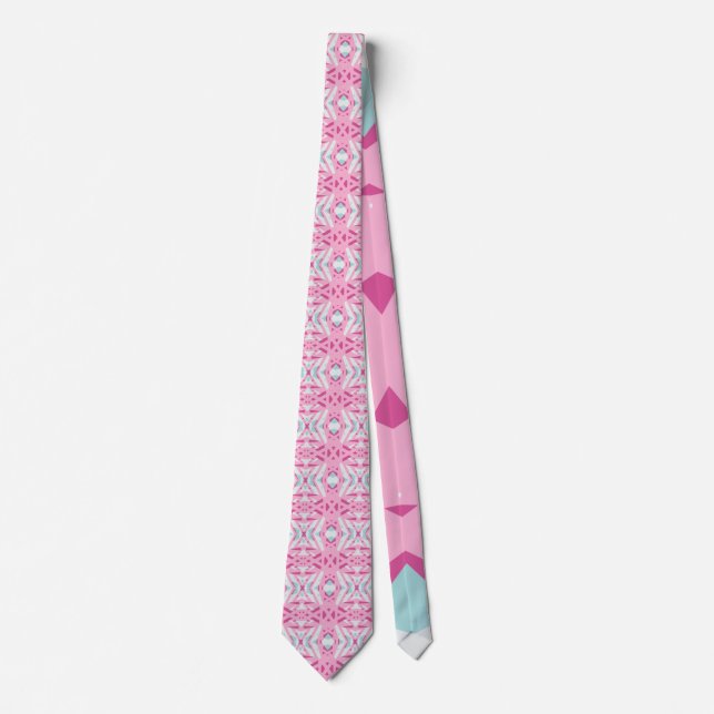 Rosa Blue White Art Deco Mönster Bröllop Groom Slips (Framsida)