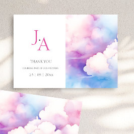 Rosa Blue White Clouds Monogram Bröllop Tack