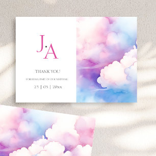 Rosa Blue White Clouds Monogram Bröllop Tack