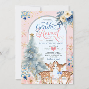 Rosa Blue Winter Hjort - Gender för julgranar Inbjudningar