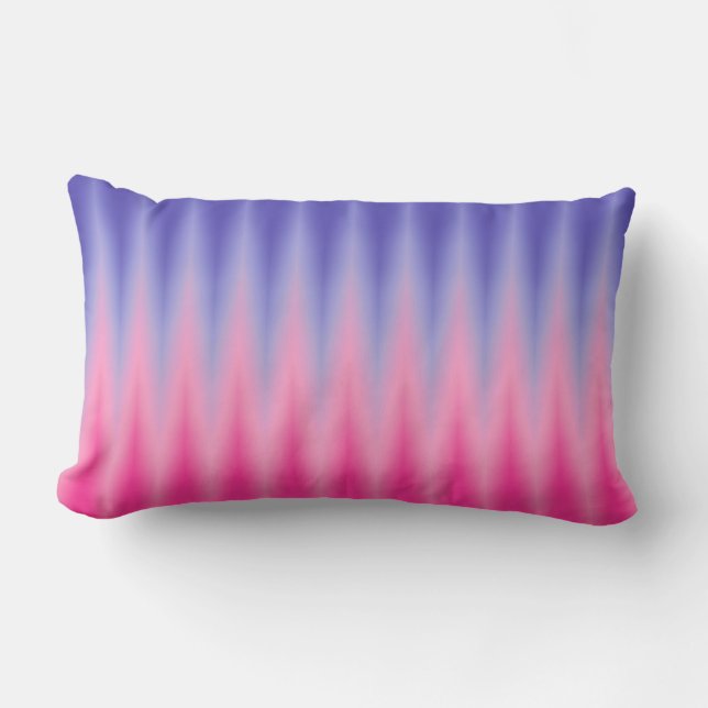 Rosa Blue ZigZag Ikat-utskrift Lumbarkudde (Framsida)