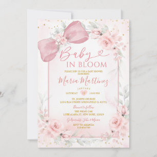 Rosa Blush Baby I Knoppblommor Flick Baby Shower Inbjudningar