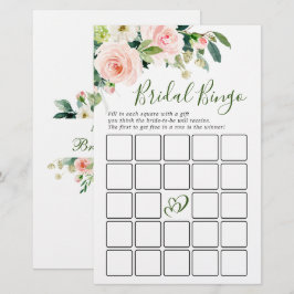 Rosa Blush Blommor Grönska Bröllopsduschspel