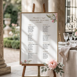 Rosa Blush-Peony Bröllopsplatskarta skylt