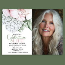 Rosa Blush Pion Invitation till Livets Firande