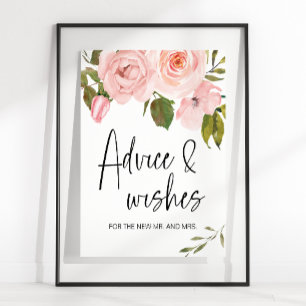 Rosa Blush Ros Blommig Kort & Present Skylt