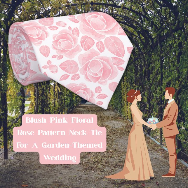 Rosa Blushing Blomster Rosmönster Nackdel Halsduk Slips (Blush Pink Floral Rose Pattern Neck Tie)