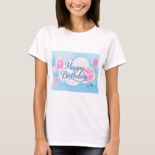 Rosa blyfödelsedag, lyxig elegant extravagant t shirt