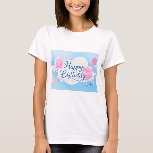 Rosa blyfödelsedag, lyxig elegant extravagant t shirt (Framsida)