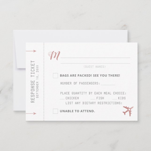 Rosa Boarding Pass Flygplan Biljett Response OSA k Kort (Framsida)