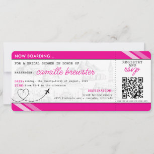 Rosa Boarding Pass Möhippa Inbjudningar