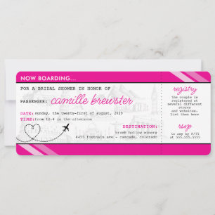Rosa Boarding Pass Möhippa Inbjudningar