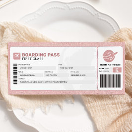Rosa Boarding Pass Travel Resa Flygplan Gift Bilje Inbjudningar