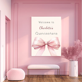 Rosa bockbeige Quinceanera välkommen Poster