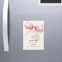 Rosa bockkrämflicka Baptism Magnetisk Inbjudningskort