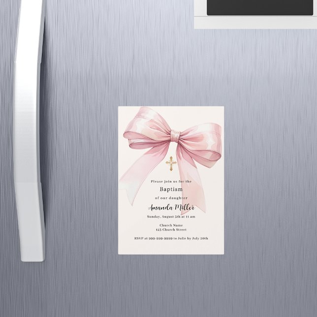 Rosa bockkrämflicka Baptism Magnetisk Inbjudningskort (Skapare uppladdad)