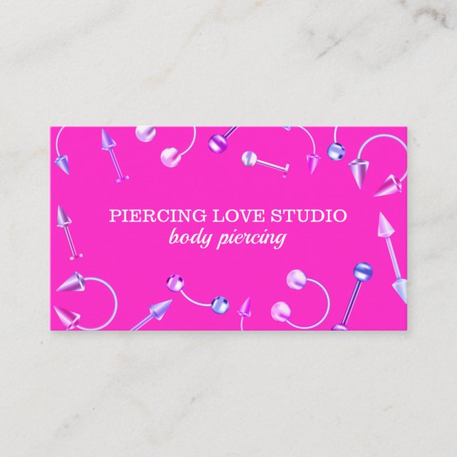 Rosa Body Juelry Craft Piercing Visitkort (Framsida)