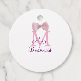 rosa bog monogram bridesmaid modern giftig rustil gåvor etiketter