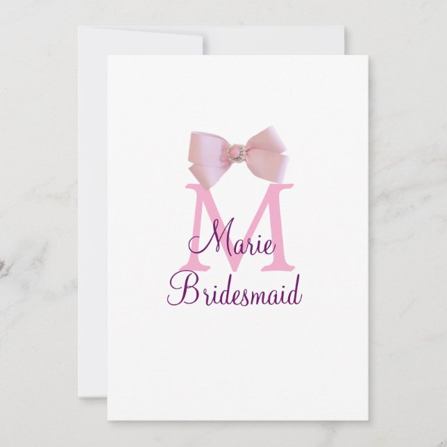rosa bog monogram bridesmaid modern giftig rustil inbjudningar (Framsida)