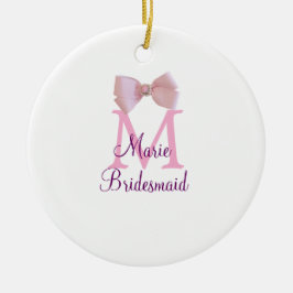 rosa bog monogram bridesmaid modern giftig rustil julgransprydnad keramik