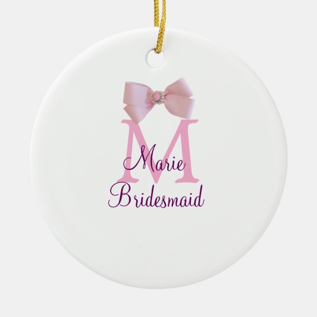 rosa bog monogram bridesmaid modern giftig rustil julgransprydnad keramik (Framsidan)