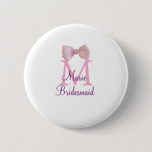 rosa bog monogram bridesmaid modern giftig rustil knapp (Framsida)