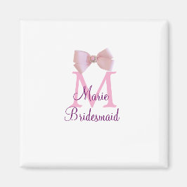 rosa bog monogram bridesmaid modern giftig rustil magnet