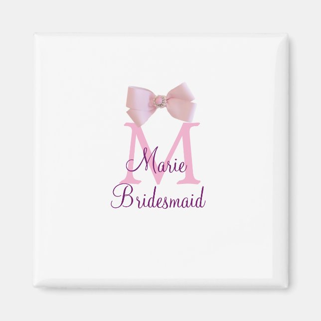 rosa bog monogram bridesmaid modern giftig rustil magnet (Framsidan)