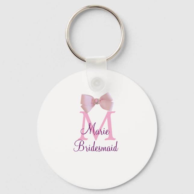 rosa bog monogram bridesmaid modern giftig rustil nyckelring (Framsida)