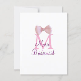rosa bog monogram bridesmaid modern giftig rustil vykort