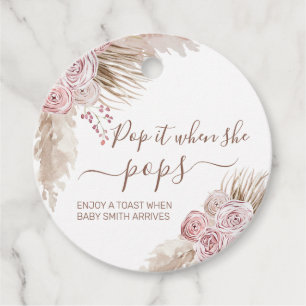 Rosa Bohemian Blommigt Pampas poppar det när hon h Gåvor Etiketter