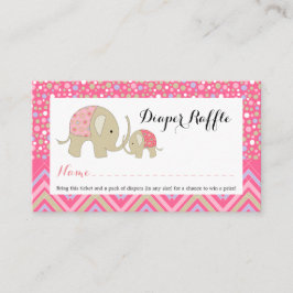 Rosa Bohemian Elephant Baby Diaper Raffle Biljett Tilläggskort
