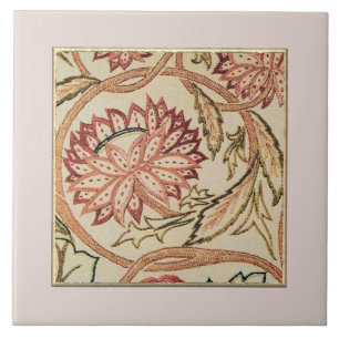 Rosa Bohemian Flowers Ceramic Tile Kakelplatta