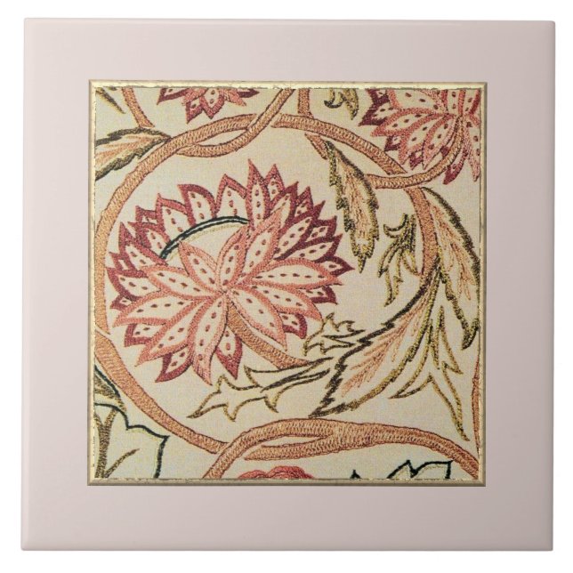 Rosa Bohemian Flowers Ceramic Tile Kakelplatta (Framsidan)