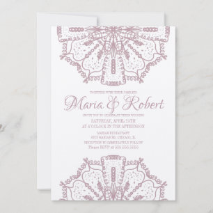 Rosa bohemisk mandala konst boho kraft bröllop inbjudningar