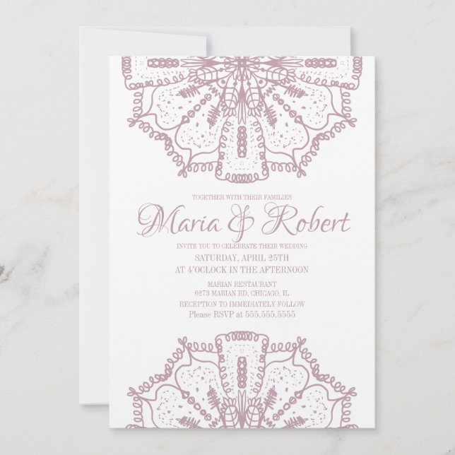 Rosa bohemisk mandala konst boho kraft bröllop inbjudningar (Framsida)
